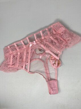 Agent Provocateur Rozlyn Baby Pink Suspender Thong AP5 Extra Large NWT $250